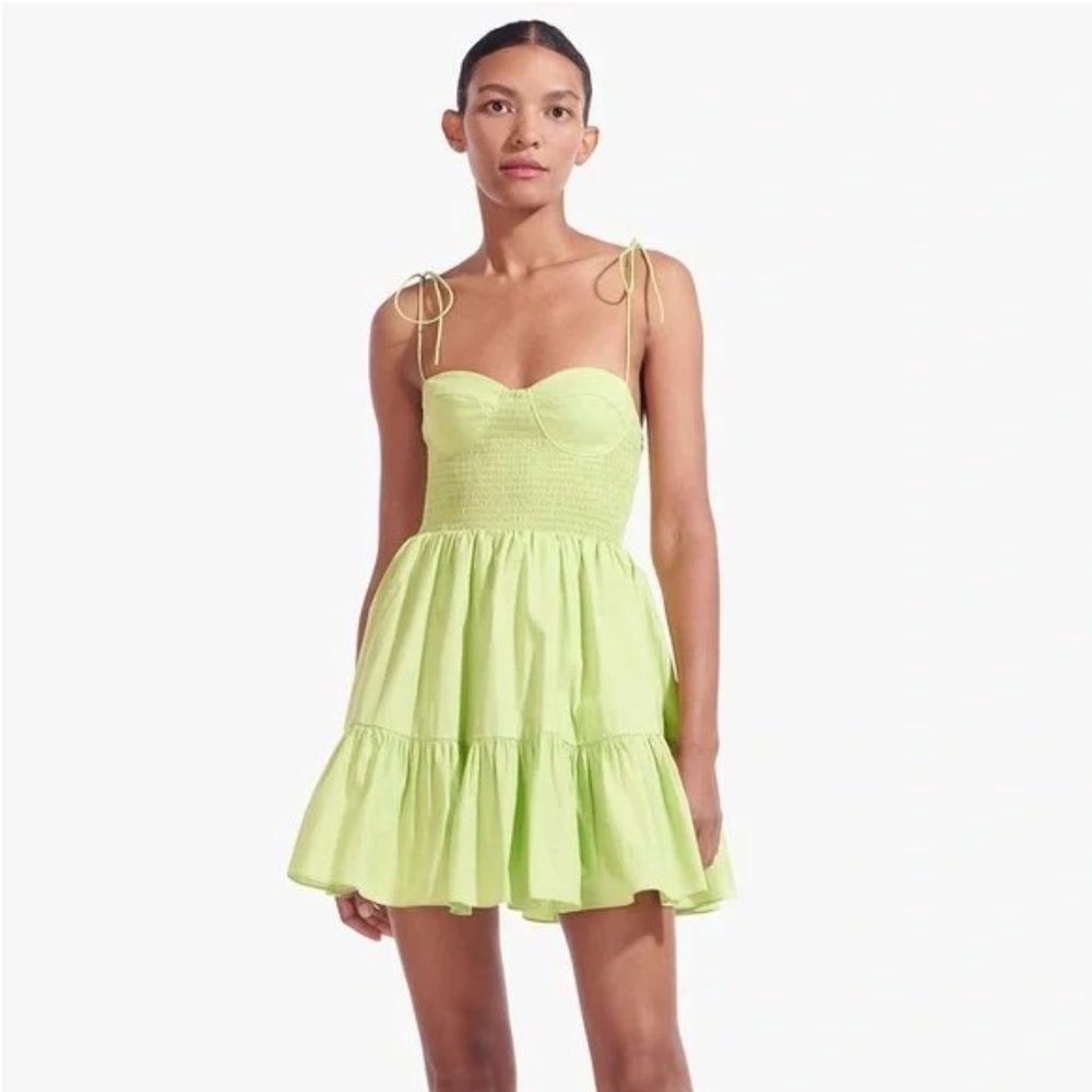 STAUD Mini Landry Dress in Lime